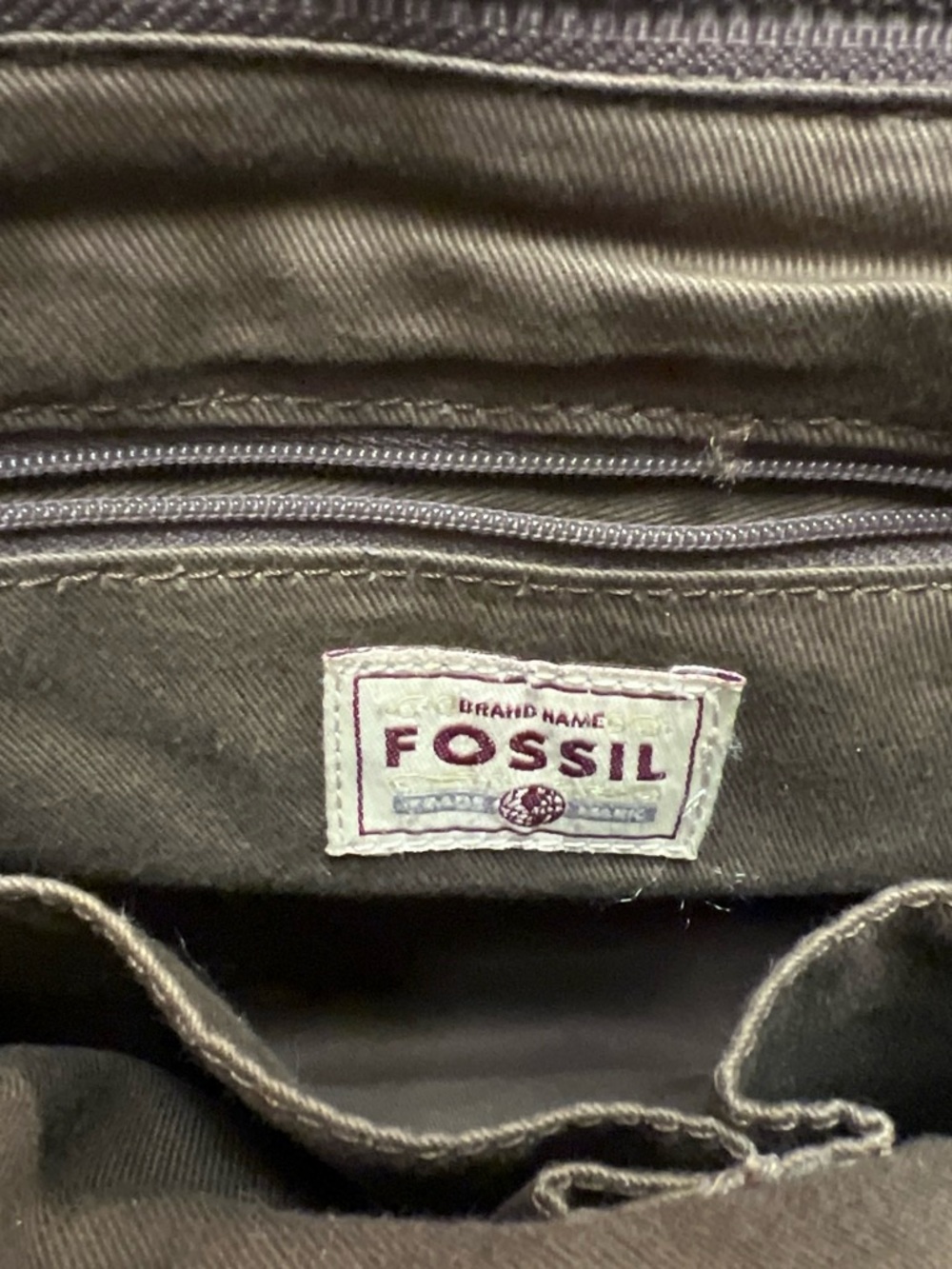 Vintage Y2K Fossil Brown Tapestry Canvas Crossbody Bag - Picture 5 of 8